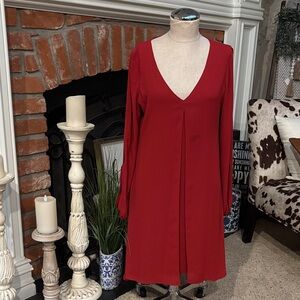 White House Black Market Deep Red Long Sleeve Dress
